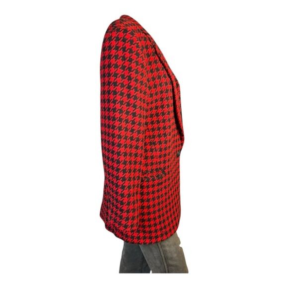 Jacqueline Ferrar Vintage Red & Black Houndstooth Blazer Women’s Size 10 - Picture 4 of 7
